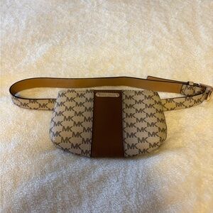 Michael Kors Tan Leather Belt with Embossed Logo